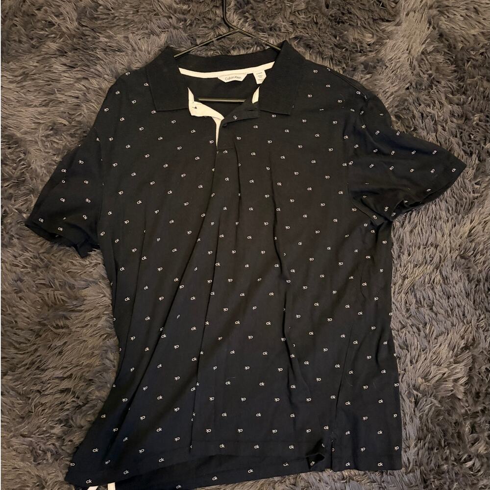 Calvin Klein Short Sleeve Monogram CK Print Allover Polo, Size XL